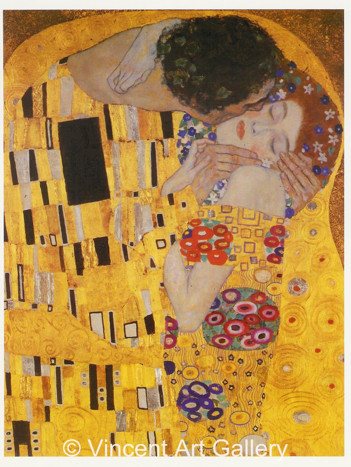 A277, KLIMT, THe Kiss, (detail) some spots with GOLDpaint